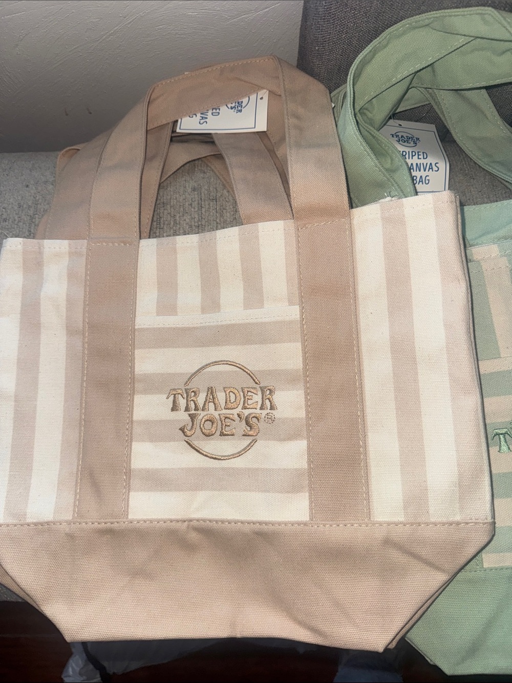 Trader Joe's Stripe Canvas Tote $15 each 4for$40 - Picture 2 of 5